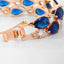 Womens Tennis Bracelet - Luxury Blue CZ Crystal Rose Gold Plated