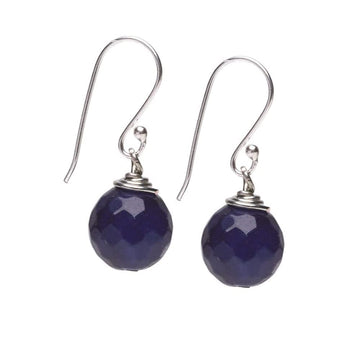 Womens Handmade Natural agate silver ball Drop Earrings