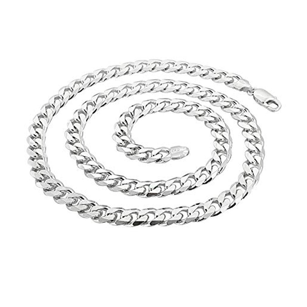 925 Sterling Silver 7mm Curb Chain Necklace for Men