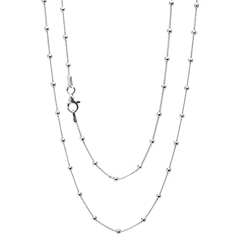 ball beaded silver chain necklace for women girls