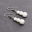 Beautiful Womens Natural Gemstone Triple Bead and Sterling Silver Dangle Drop Earrings Handmade White Shell