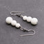 Unique Womens Natural Gemstone Triple Bead and Sterling Silver Dangle Drop Earrings Handmade White Shell