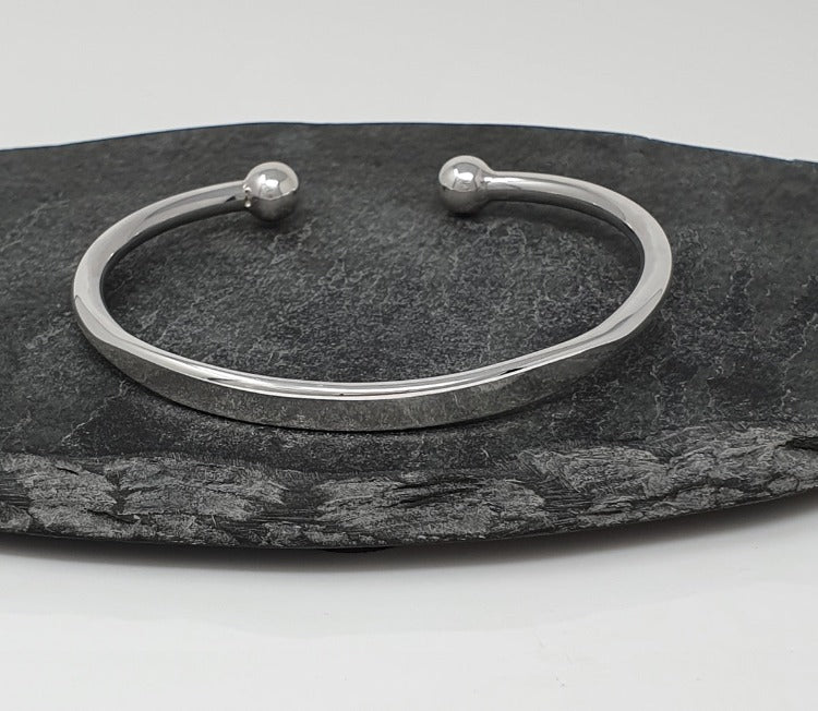 Solid Sterling Silver Torque Bangle for Men