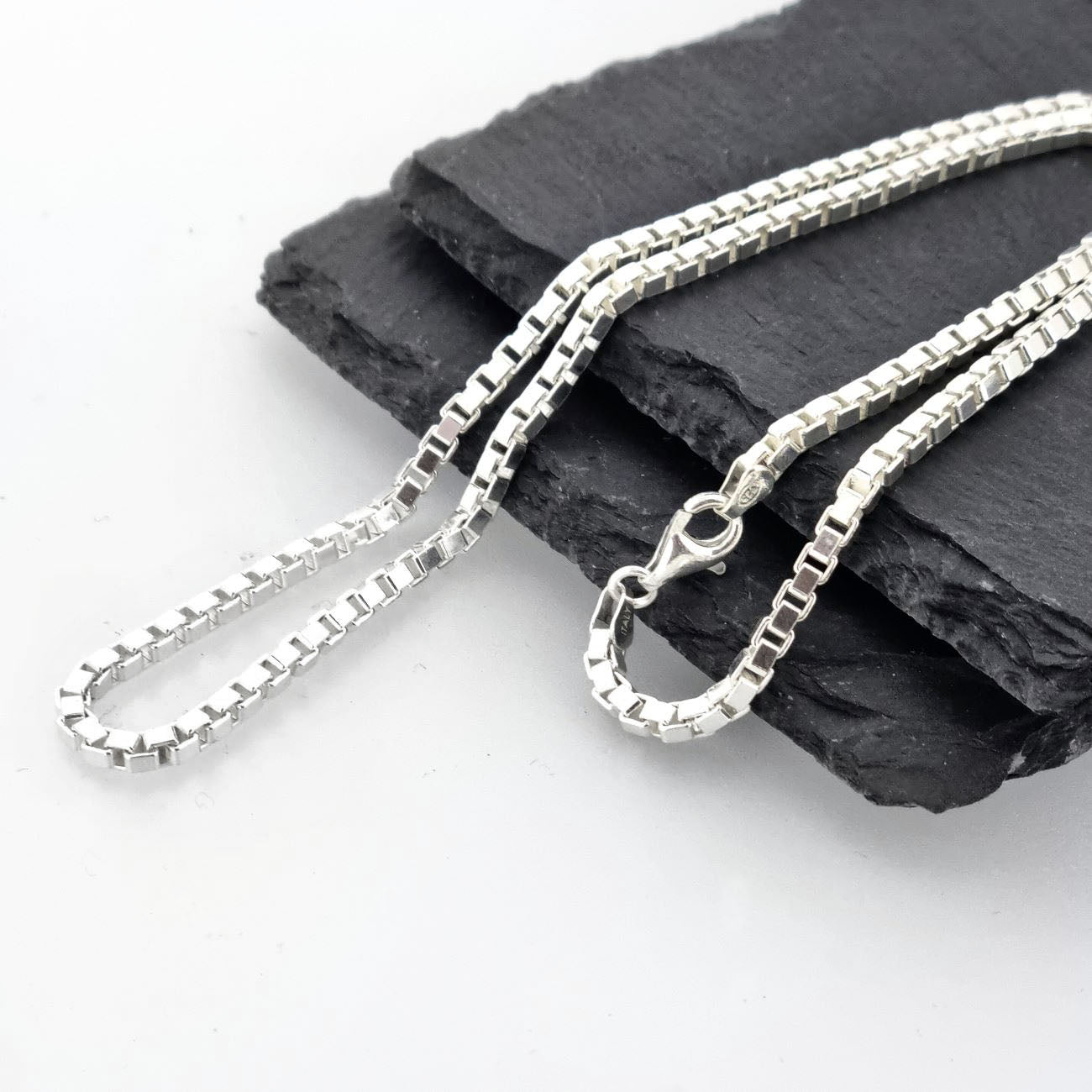 Womens Mens 3.3mm 925 Sterling Silver Box Chain Necklace