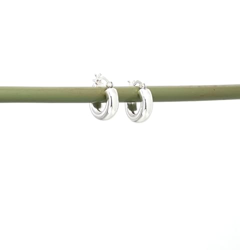 Womens Sterling Silver Huggie Hoop Earrings | 5x16mm Silver Huggie Hoop Earrings for women and girls