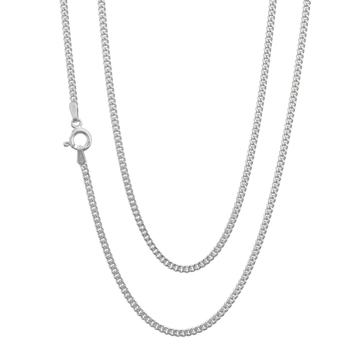 Silver Chain Necklace | 925 Silver 2MM Curb Cuban Chain Necklace for Men and Women. Different Lengths Available