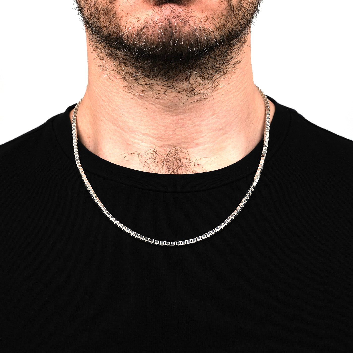 Womens Mens 3.3mm 925 Sterling Silver Box Chain Necklace