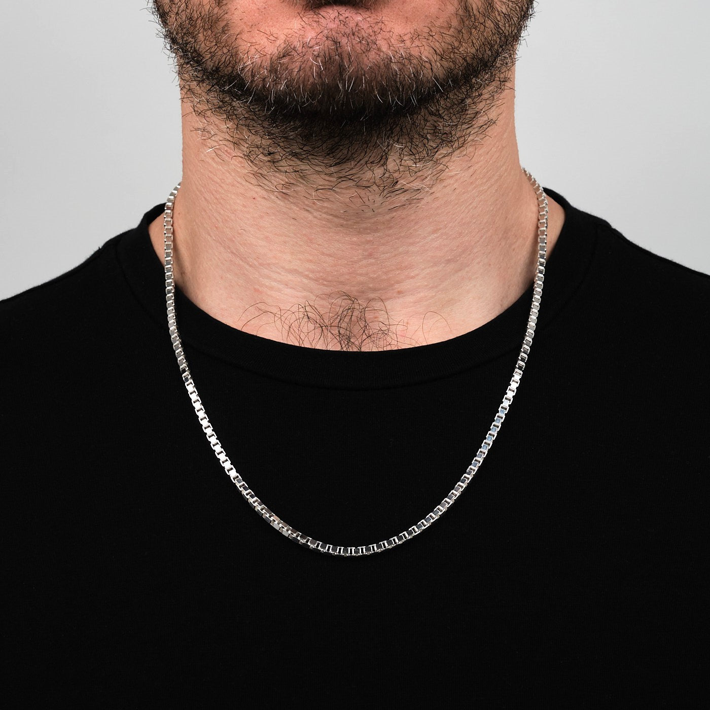 Womens Mens 3.3mm 925 Sterling Silver Box Chain Necklace