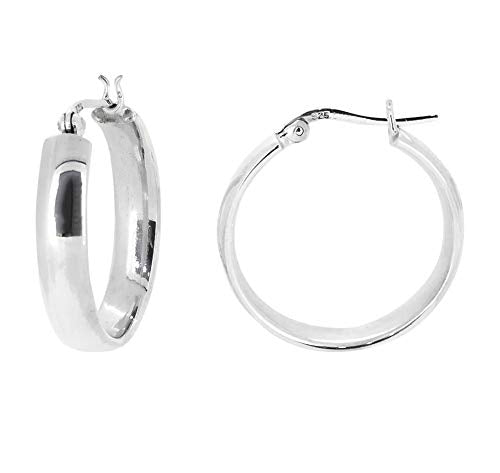 Silver 5mm Flat Circle Hoop Earrings Womens 2cm Hoop Earrings