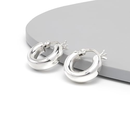 Womens Sterling Silver Huggie Hoop Earrings | 5x16mm Silver Huggie Hoop Earrings for women and girls