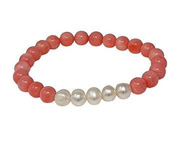 Womens Pink and White Pearl Bracelet