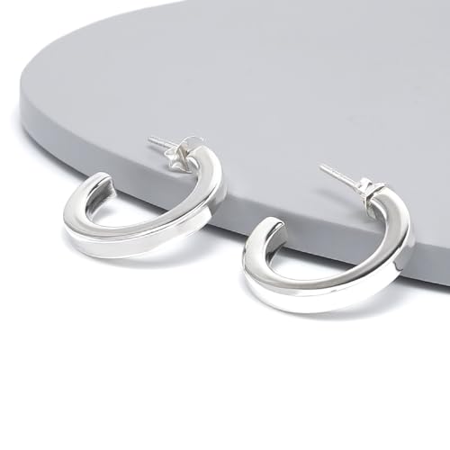 Womens Hoop Earrings | Elegant 3x20mm Polished Half Circle Hoop Earrings for Women Girls