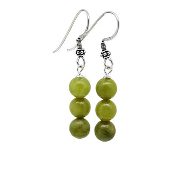 handmade green jade gemstone earrings dangle drop