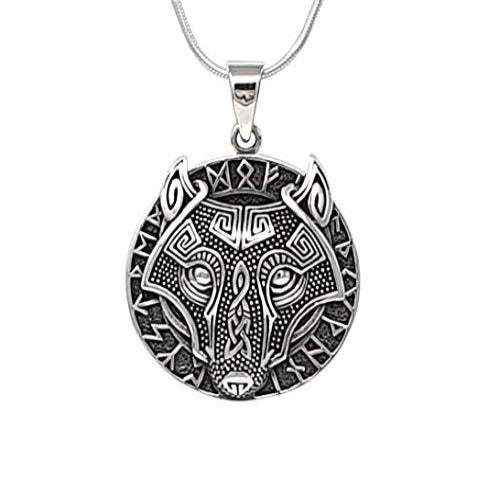Sterling Silver Odins Wolf Viking Pendant