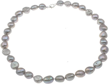 Womens Grey Large Pearl 10-11mm Baroque Freshwater Pearl Necklace
