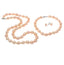 9-10mm Pink Rice Pearl Necklace Matched Bracelet, Earrings set -