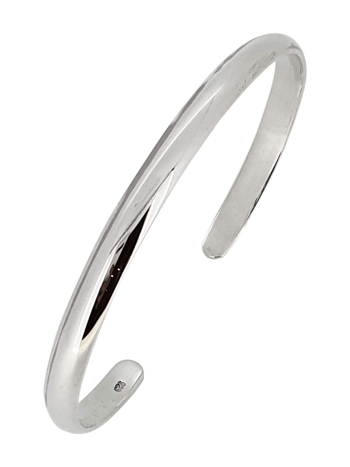 Women’s Handcrafted 925 Sterling Silver Plain Cuff Bangle – 5mm