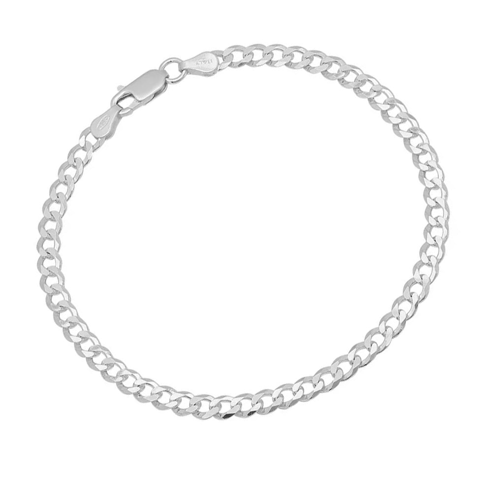 Mens 5mm Italian Curb Chain Bracelet | Sterling Silver Chain for Men & Women