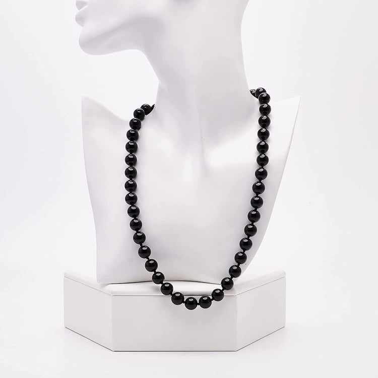 Womens Black Agate Gemstone Necklace
