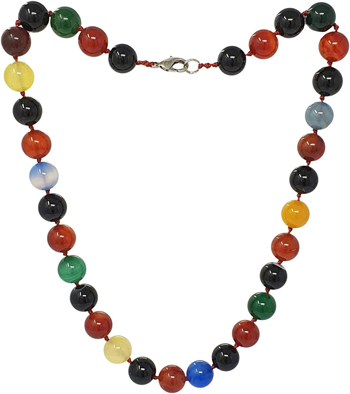 Womens 12mm Multi-Colored Natural Gemstone Beaded Necklace