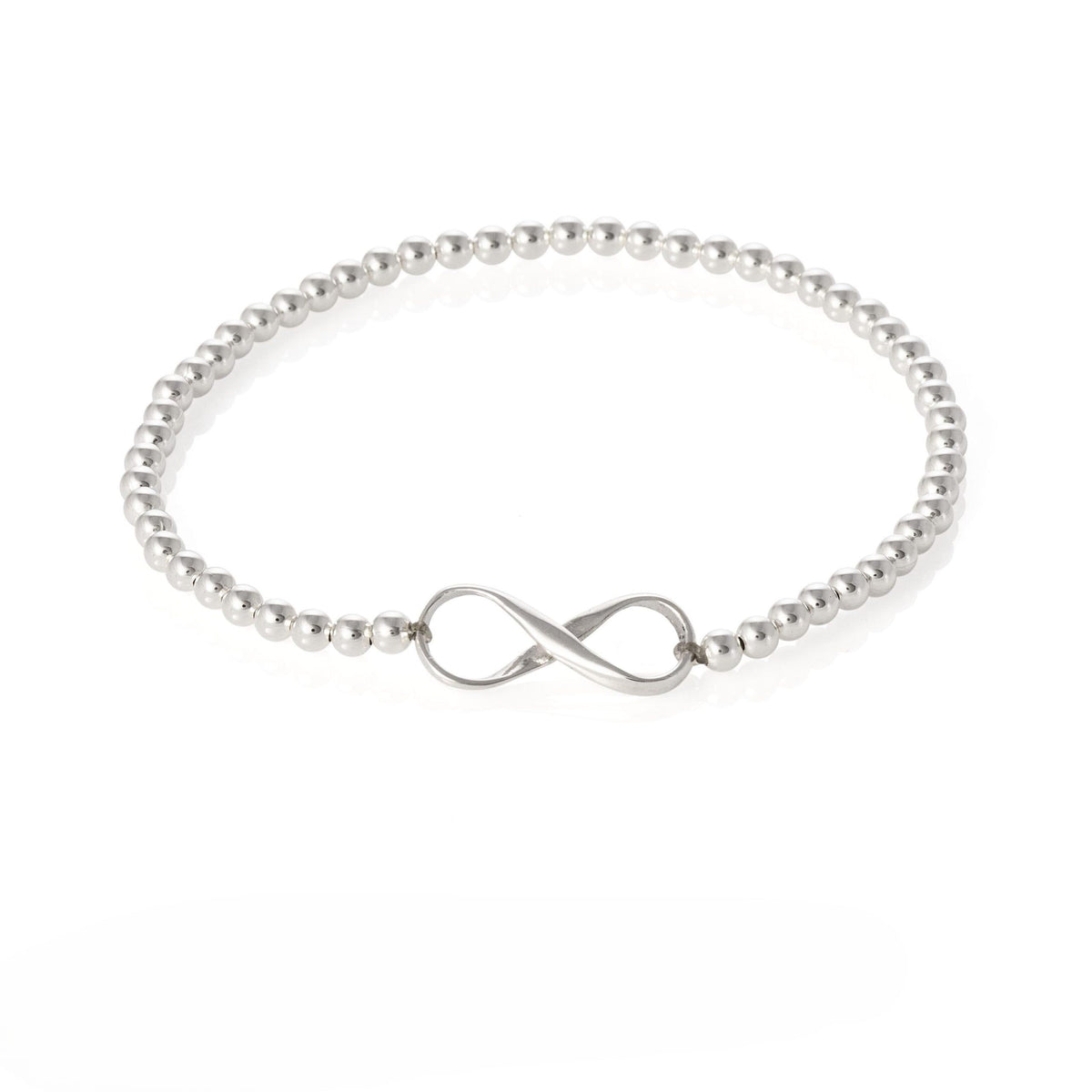 Women’s 925 Sterling Silver Infinity Beaded Bracelet – 3mm