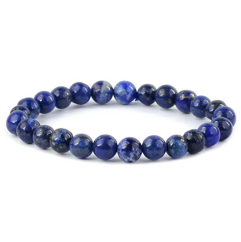 Blue lapis lazuli stretch bracelet with polished 6mm round beads