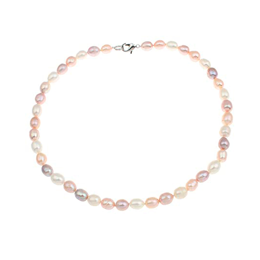 Elegant and Classic 7-8mm Rice Shape Natural Pearl Necklace 46cm