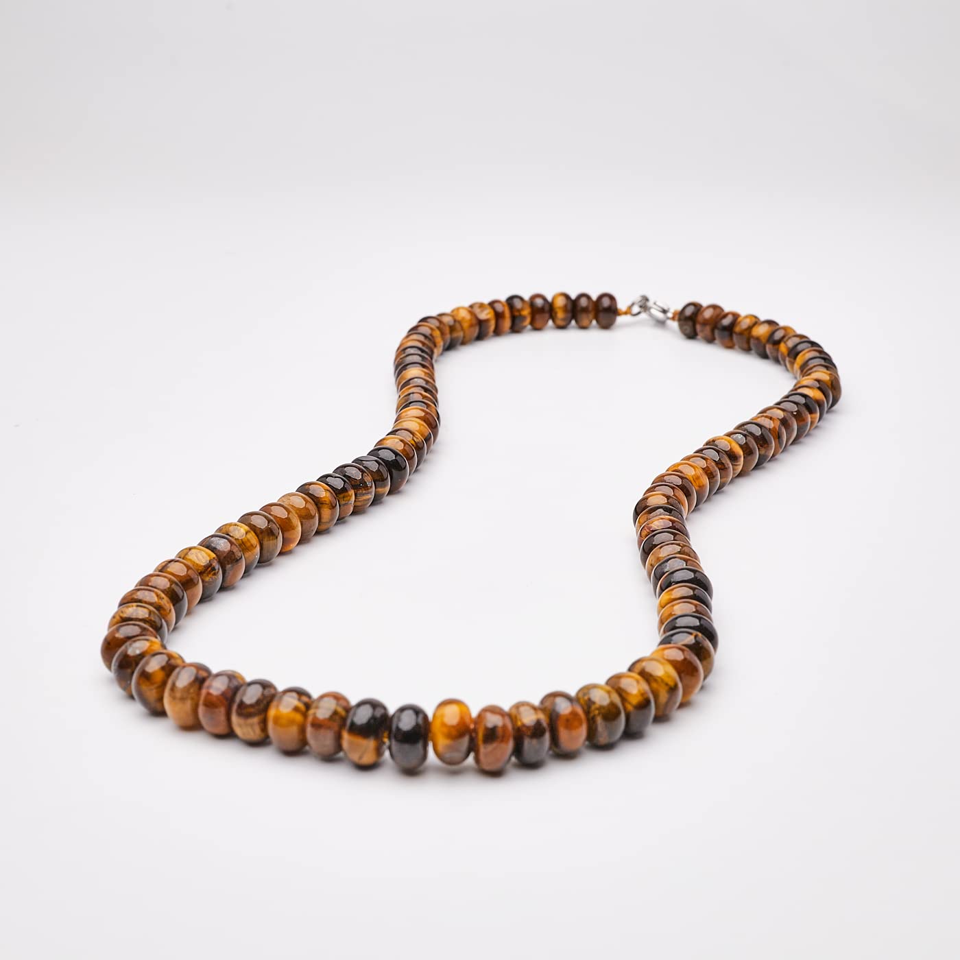 Handmade Gemstone Mens Natural Brown Tigers Eye Beaded Necklace