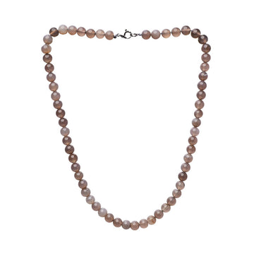 Handmade Mens Grey Agate Gemstone Beaded Necklace