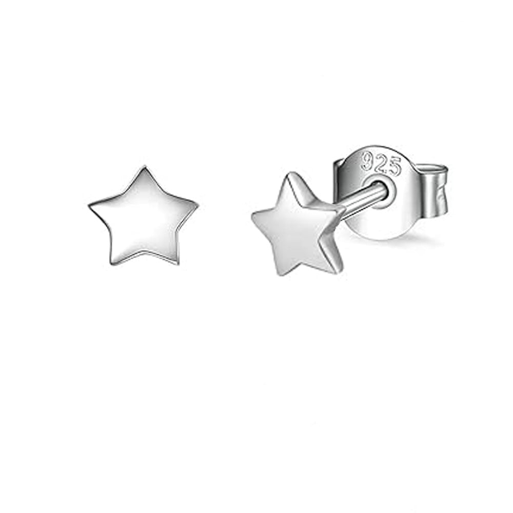silver star stud earrings for women girls men