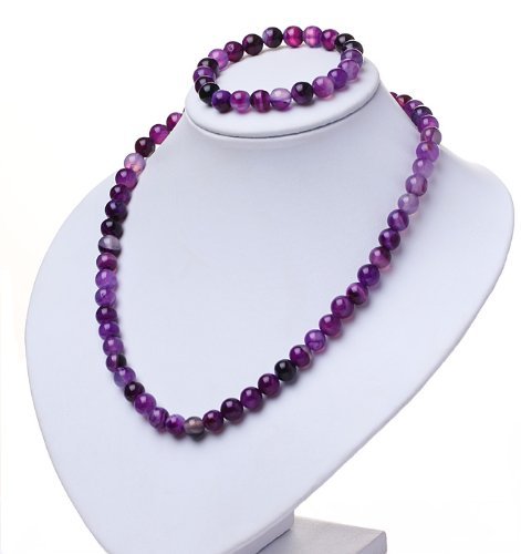 purple agate necklace bracelet set gift for her