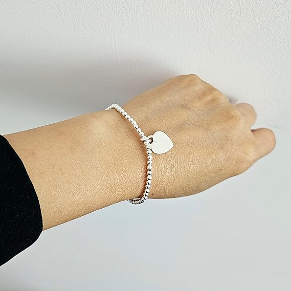 silver heart charm bracelet for girls