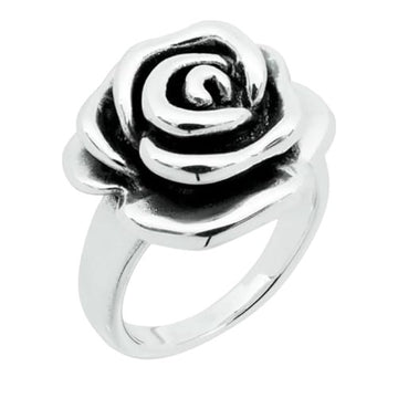 Flower rose silver ring for women girls