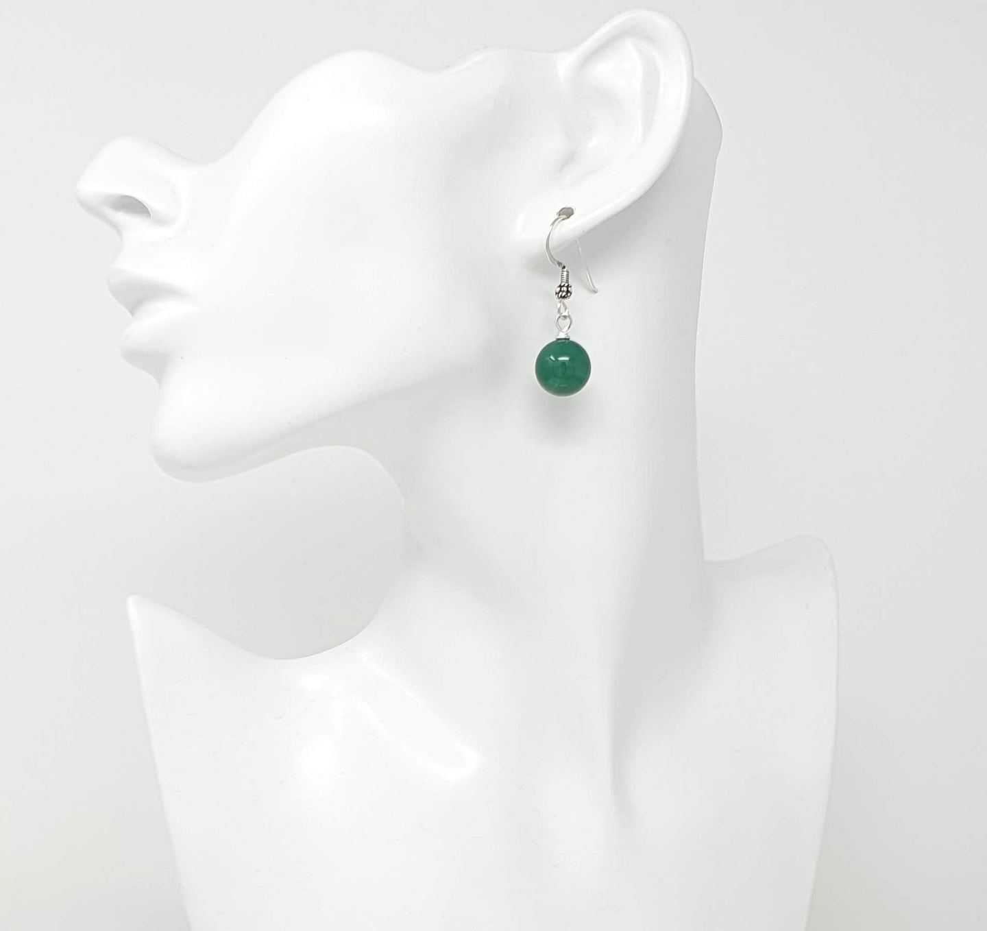 green ball drop earrings