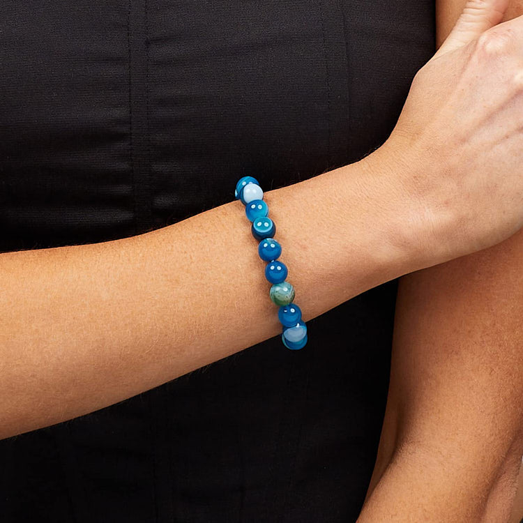 Womens blue Natural Gemstone Beaded bracelet