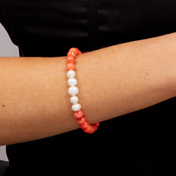 Womens Pink and White Pearl Bracelet