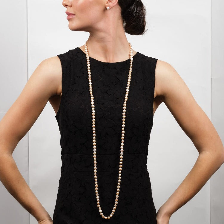 Pink Baroque Freshwater Pearl Long Necklace