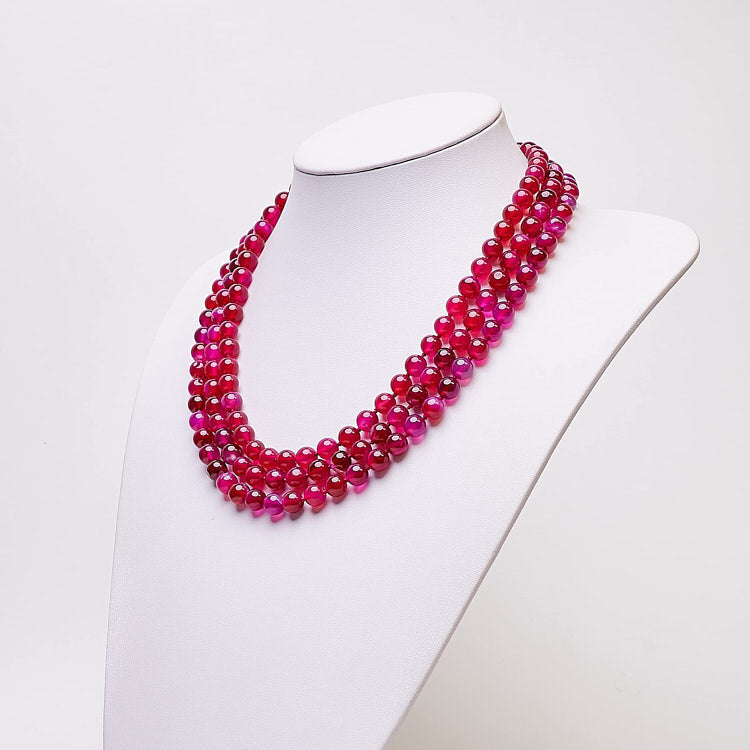 Womens Gemstone Pink Agate Necklace