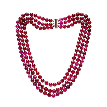 Womens Gemstone Pink Agate Necklace