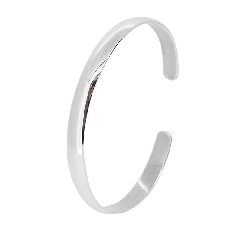 womens classic plain silver bangle