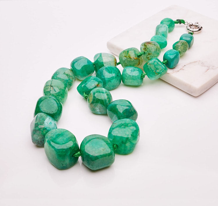 Green Agate Gemstone Necklace for women