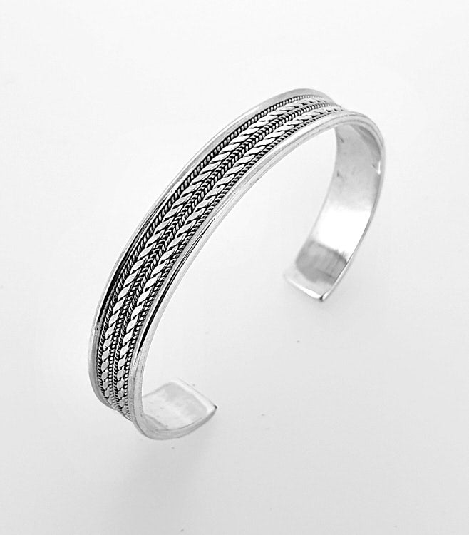 Mens Silver Bangle Bracelet