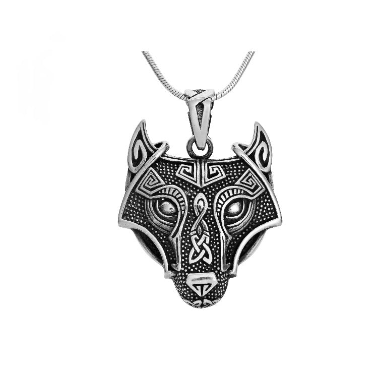 Mens Silver Wolf Pendant