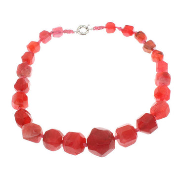 Womens Pink Agate Gemstone Necklace