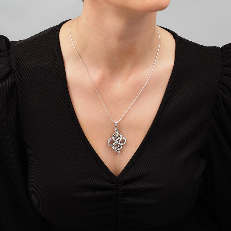 silver snake pendant for women