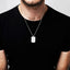 Mens 925 Sterling Silver ID Dog Tag Pendant