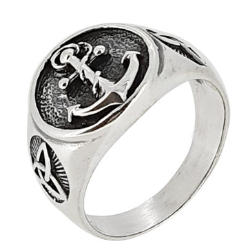 anchor silver ring for men
