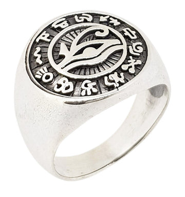 Silver Titanium Eye of Ra Egyptian Ring for Men