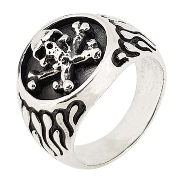 Mens Silver skull biker ring