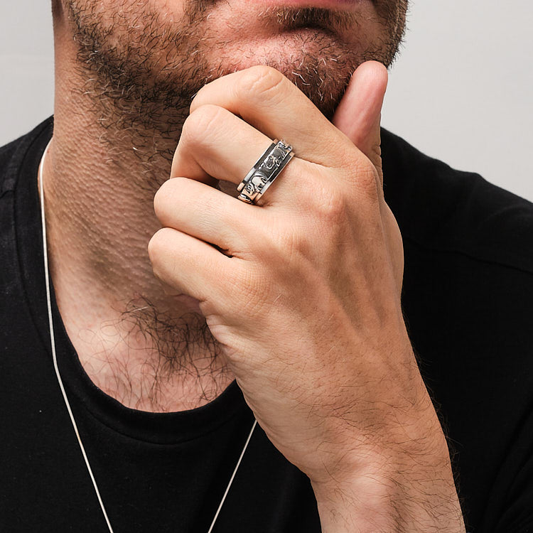 Men and Women Silver Elephant Spinning Ring